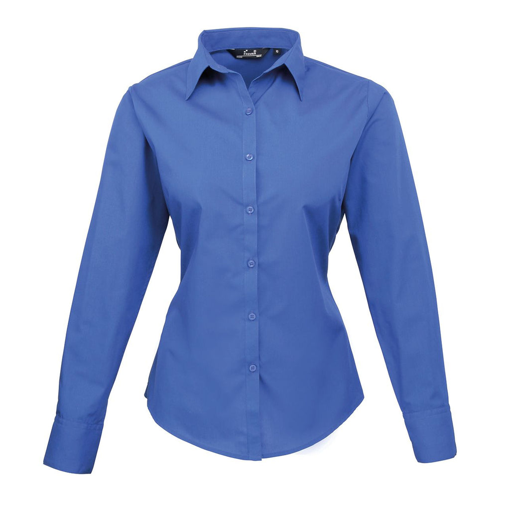 Fitted poplin long sleeve blouse